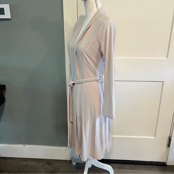 Triple 7 Cream Stretch Knit Belted Open Cardigan Med - Picture 2 of 9